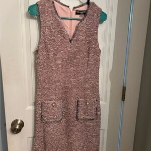 Karl Lagerfeld Pink Sheath Midi Dress V-neck Sleeveless